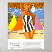 Acapulco, vrouw op het strand poster (Voorkant)