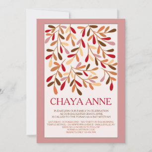 Accent Bladeren Bat Mitzvah Uitnodiging