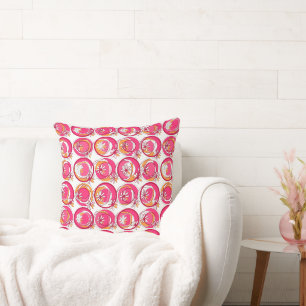 Accent Circle Achtergrond Bloem Roze Sinaasappel W Kussen