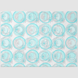 Accent Cirkels Achtergrond Bloemen Turquoise Wit Tissuepapier