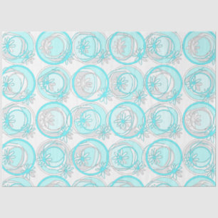 Accent Cirkels Achtergrond Bloemen Turquoise Wit Tissuepapier