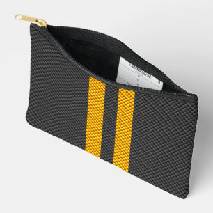 Accent Gele Racing Stripes Carbon Fiber Stijl Etui