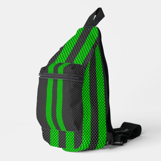 Accent Groene Carbon Fiber Stijl Racing Stripes Sling Bag (Rechterhoek)