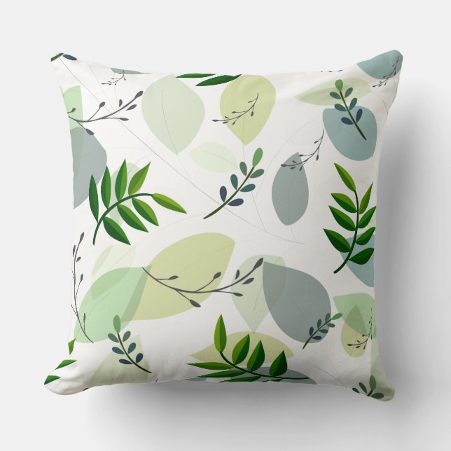 Accent kussen - botanische print worp kussen (Voorkant)