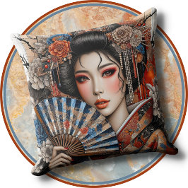 ACCENT PILLOW - Asian Woman in Traditional Attire Kussen