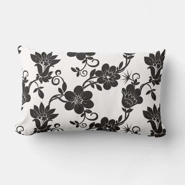 Accent Pillow-Black Flowers Kussen (Voorkant)