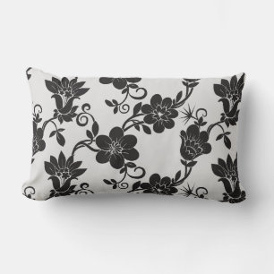 Accent Pillow-Black Flowers Lumbar Pillow Kussen