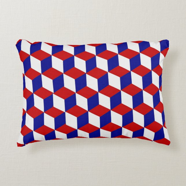 Accent Pillow - Blokverlichting in rood, wit, blau Accent Kussen (Voorkant)