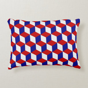 Accent Pillow - Blokverlichting in rood, wit, blau Kussen
