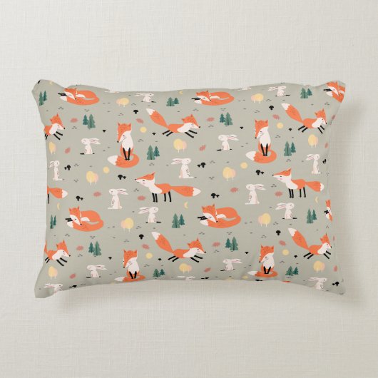 Accent Pillow Bunny en Fox Accent Kussen (Voorkant)