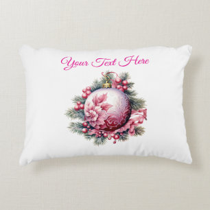 Accent Pillow-Editable Pink Christmas Bauble Pillo Kussen