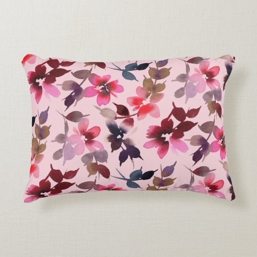 Accent Pillow - Floral Print op een roze achtergro Kussen (Voorkant)