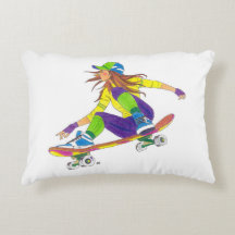 Accent Pillow Girl Skateboarder