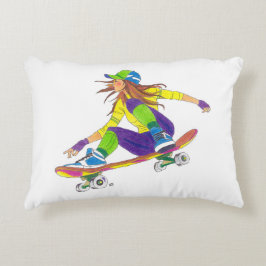 Accent Pillow Girl Skateboarder Kussen