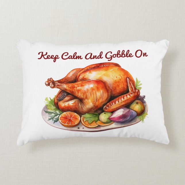 Accent Pillow- Grappige Thanksgiving Turkije Pillo Accent Kussen (Voorkant)
