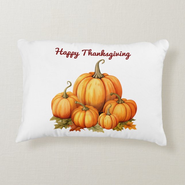 Accent Pillow - Happy Thanksgiving Accent Pillow. Kussen (Achterkant)