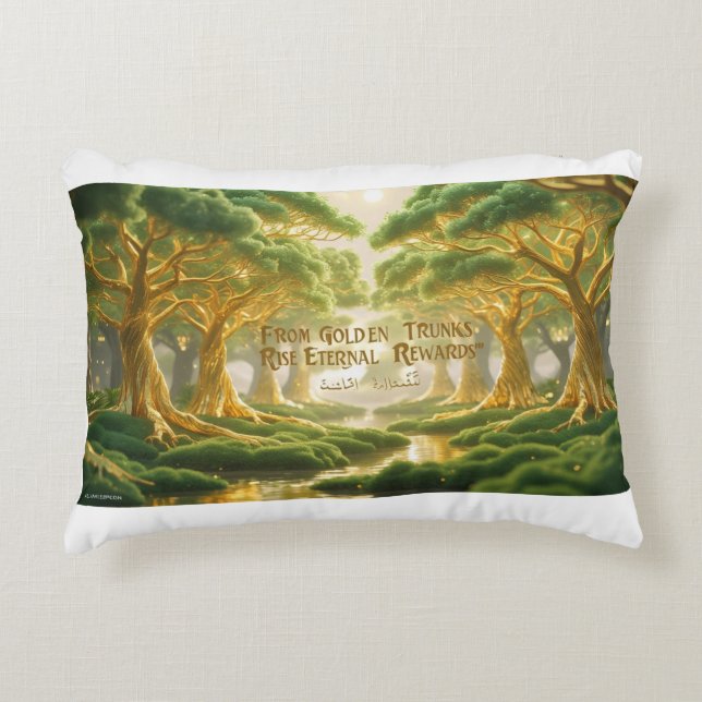 Accent Pillow-Islamic Paradise Tree Accent Pillow Kussen (Voorkant)