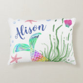 Accent Pillow Mermaid Custom Name Accent Kussen (Voorkant)