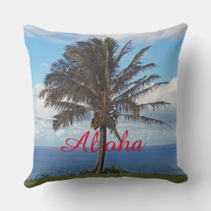 ACCENT PILLOW/PALM TREE, OCEAN, ALOHA KUSSEN