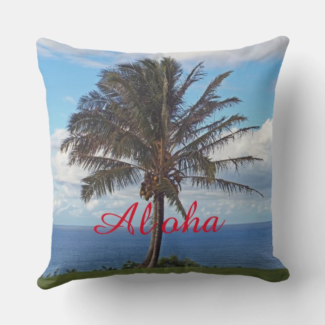ACCENT PILLOW/PALM TREE, OCEAN, ALOHA KUSSEN (Achterkant)