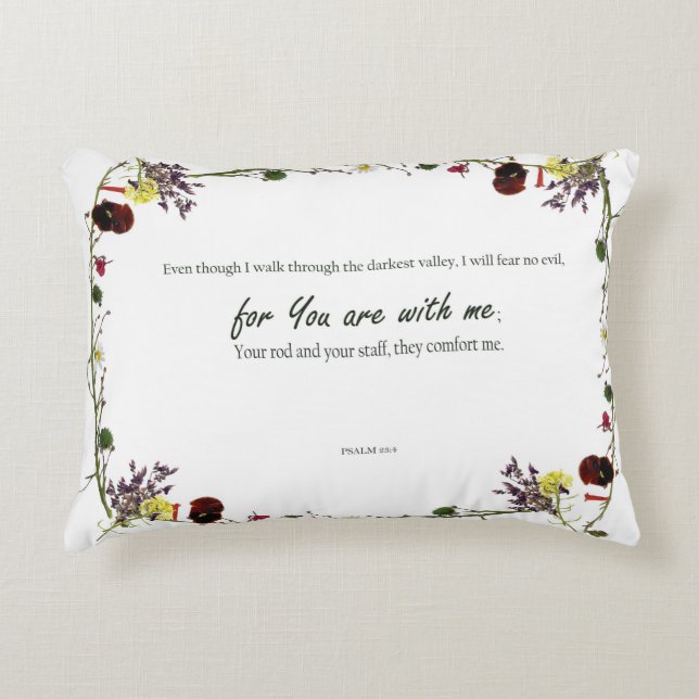 Accent Pillow Psalm van David verses 23:4 Accent Kussen (Voorkant)