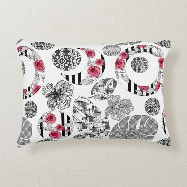 Accent Pillow, Red en Black, Quilting, Patchwork Kussen (Voorkant)