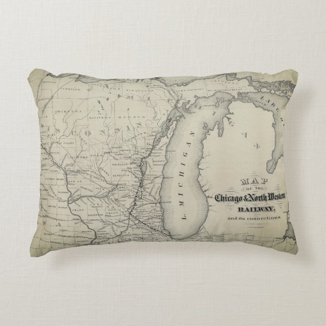 Accent Pillow van de spoorkaart voor Chicago en No Kussen (Voorkant)