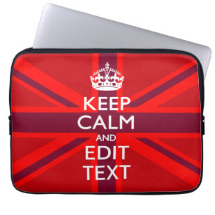 Accent Red Keep Calm-Jouw tekst op vlag van de Uni Laptop Sleeve