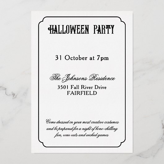 Accented Ghost Glow Halloween Zilver Folie Uitnodiging (Achterkant)