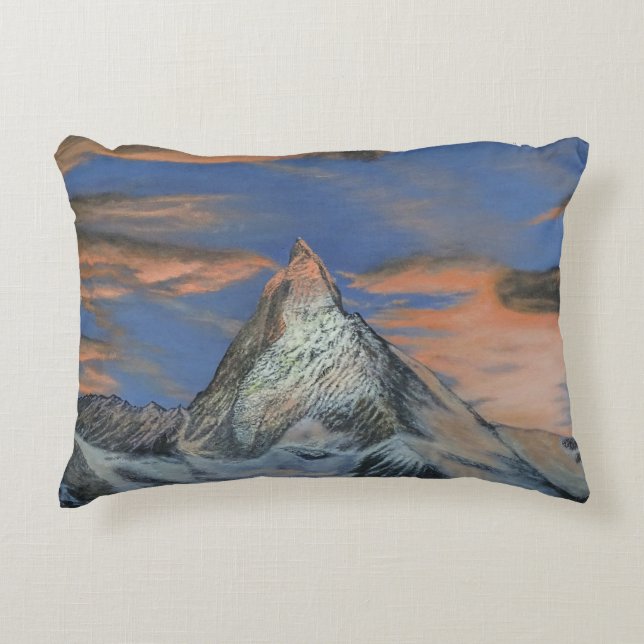 Accentkussen - "De Matterhorn bij zonsondergang" Accent Kussen (Voorkant)