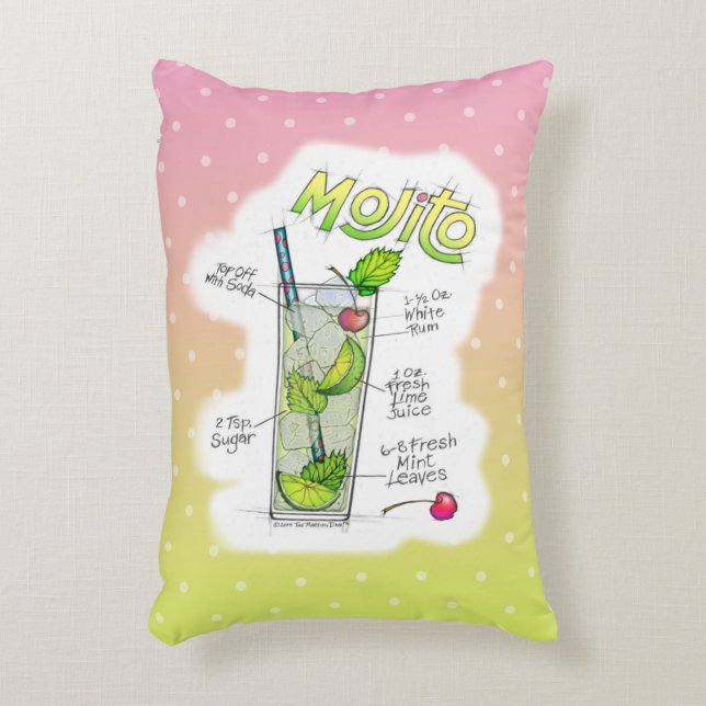 ACCENTKUSSENS - MOJITO RECEPT COCKTAIL KUNST DECORATIEF KUSSEN (Voorkant(Verticaal))