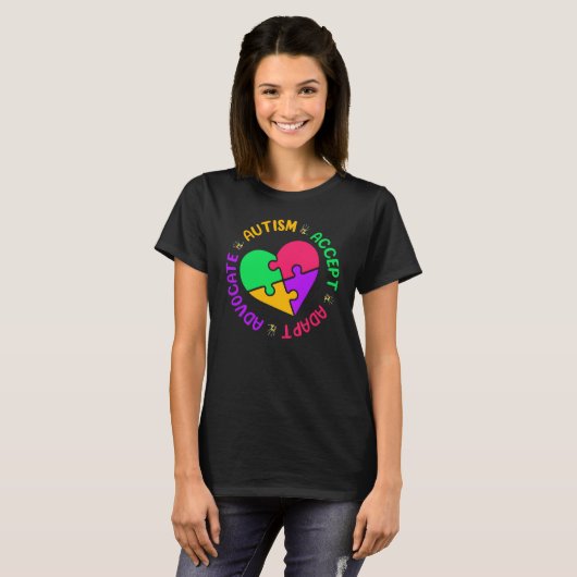Accept Adapt Advocate Autism Awareness Autistic Mo T-shirt (Voorkant volledig)
