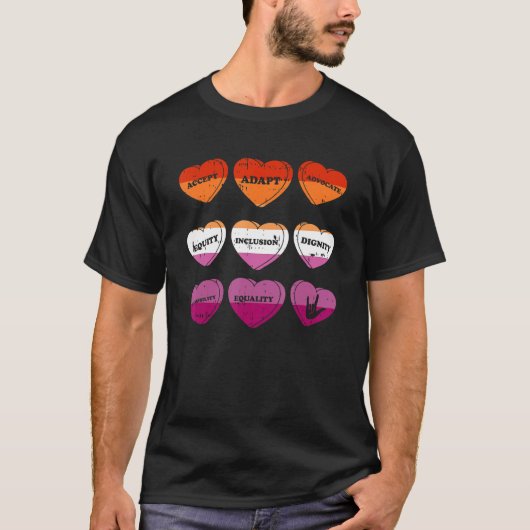 Accept Adapt Advocate Lesbian Pride Flag Gay LGBT- T-shirt (Voorkant)