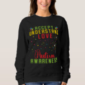 Accept Understand Love Autism Awareness Rainbow Pu Trui (Voorkant)
