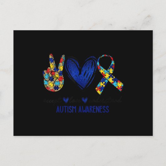 Accept Understand Love Autism Awareness T-Shirt Au Briefkaart (Voorkant)