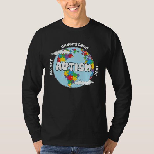 Accept Understand Love Earth Puzzle Autism Awarene T-shirt (Voorkant)