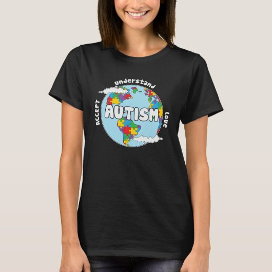 Accept Understand Love Earth Puzzle Autism Awarene T-shirt (Voorkant)