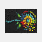Accept Understand Love Sunflower Autism Awareness Fleece Deken (Voorkant (Horizontaal))