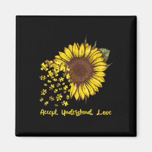 Accept Understand Love Sunflower Autism Awareness Magneet