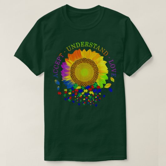 Accept Understand Love Sunflower Autism Awareness T-shirt (Design voorkant)