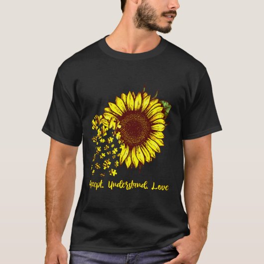 Accept Understand Love Sunflower Autism Awareness T-shirt (Voorkant)