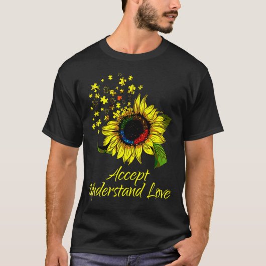 Accept Understand Love Sunflower Autism Awareness T-shirt (Voorkant)