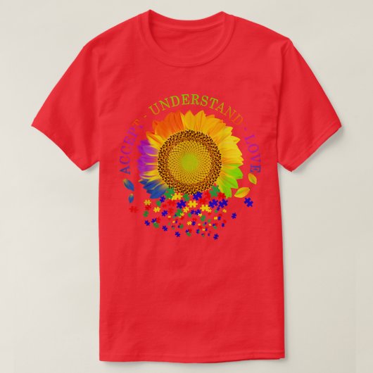 Accept Understand Love Sunflower Autism Awareness T-shirt (Design voorkant)