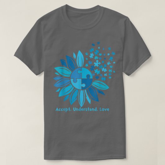 Accept Understand Love Sunflower Autism Awareness T-shirt (Design voorkant)