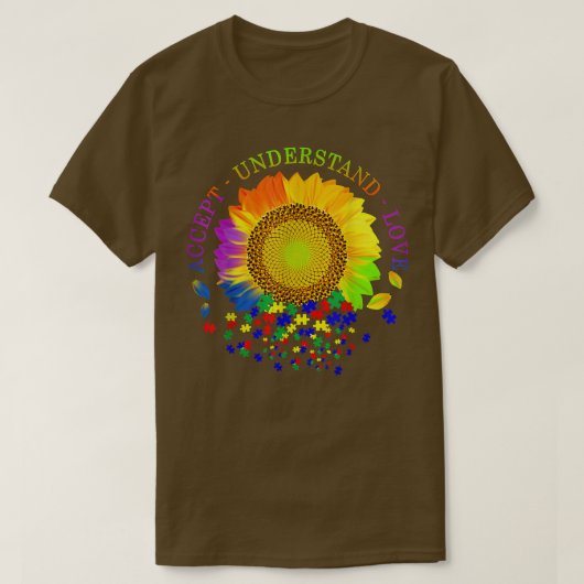Accept Understand Love Sunflower Autism Awareness T-shirt (Design voorkant)