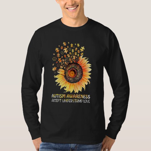 Accept Understand Love Sunflower Autism Awareness T-shirt (Voorkant)
