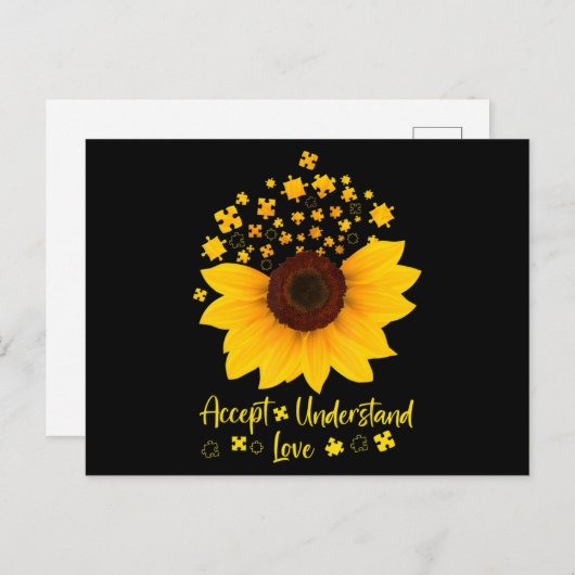 Accept Understand Love Sunflower Shirt Autism Awar Briefkaart (Voorkant / Achterkant)