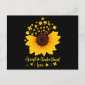Accept Understand Love Sunflower Shirt Autism Awar Briefkaart (Voorkant)