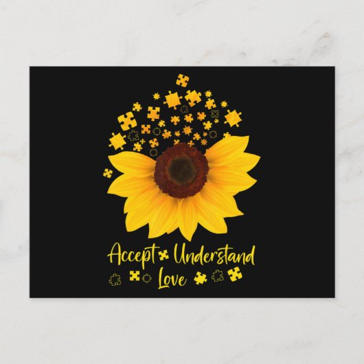 Accept Understand Love Sunflower Shirt Autism Awar Briefkaart (Voorkant)