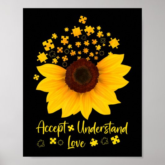 Accept Understand Love Sunflower Shirt Autism Awar Poster (Voorkant)